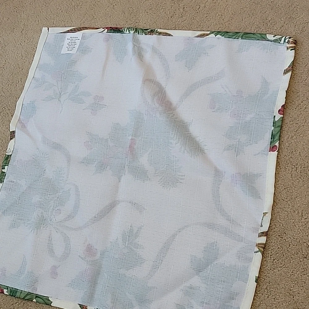 Set of 3 Christmas Napkins Holly Plaid Ribbon Ivory Red Green Gold